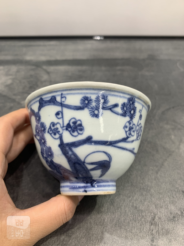 清乾隆青花岁寒三友纹杯 - 图7